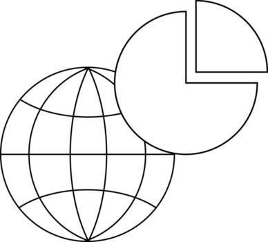 globe icon and pie chart icon with white background vector