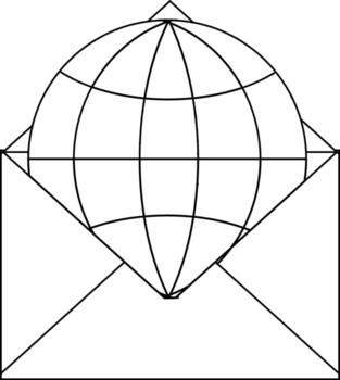 globe icon and open envelope icon with white background vector