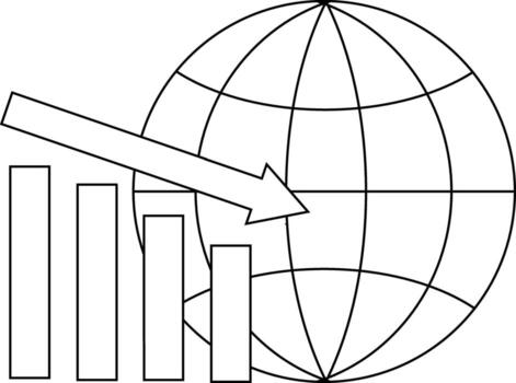 globo icono y grafico icono abajo con blanco antecedentes vector