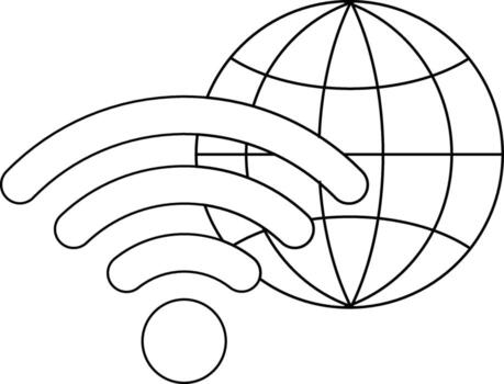 globe icon and wifi icon with white background vector