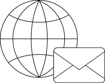 globe icon and envelope icon with white background vector
