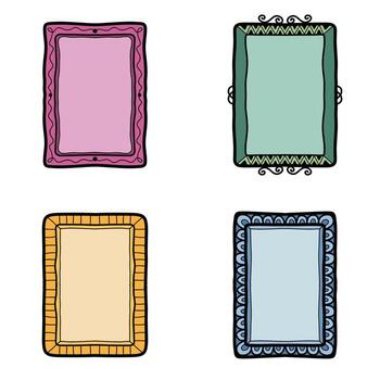 Abstract Line Art Rectangle Frame Border Set vector
