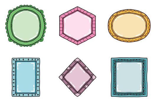 Minimal Hand Drawn Sketch Colorful Frame Set Offers Random Sketchy Styles vector