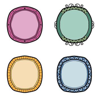 Abstract Line Art Circle Frame Border Set vector