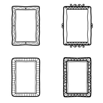 Hand Drawn Random Style Rectangle Frame Set vector