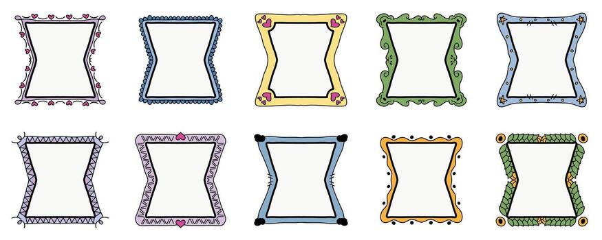 artístico mano dibujado personalizado forma marco frontera conjunto vector