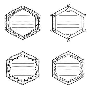 Decorative Outline Hexagon Frame Collection Suitable for Digital Artwork vector