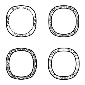 Hand Drawn Random Style Circle Frame Set vector