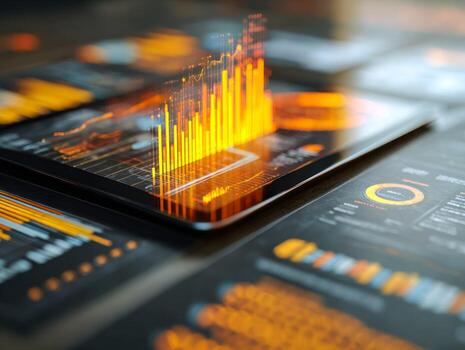 Digital analytics and data visualization on a mobile device showcasing financial growth photo