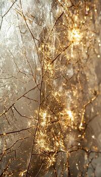 Close-up of a spider web adorned with sparkling dew drops on a frosty background photo