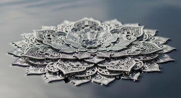 Intricate Silver Mandala Design. photo