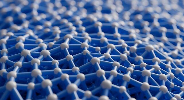 Abstract 3D rendering of a molecular structure with blue background. photo