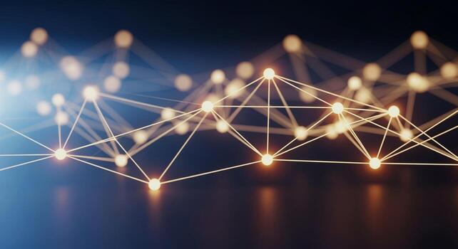 Abstract Network Visualization - Glowing Nodes and Connected Lines. photo