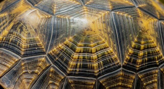 Close up view of a turtle shell, intricate patterns and textures. photo