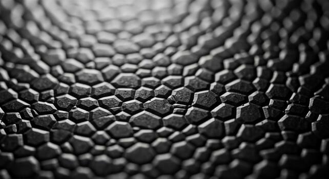 Dark abstract background with a bumpy geometric honeycomb texture. photo
