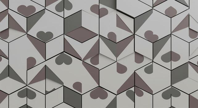 geométrico 3d cubo modelo con corazón símbolos resumen antecedentes. foto