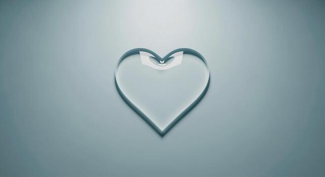 Heart Shaped Transparent Object on Light Gray Background. photo