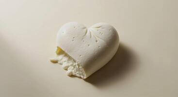 en forma de corazon ricotta queso en un ligero antecedentes. foto