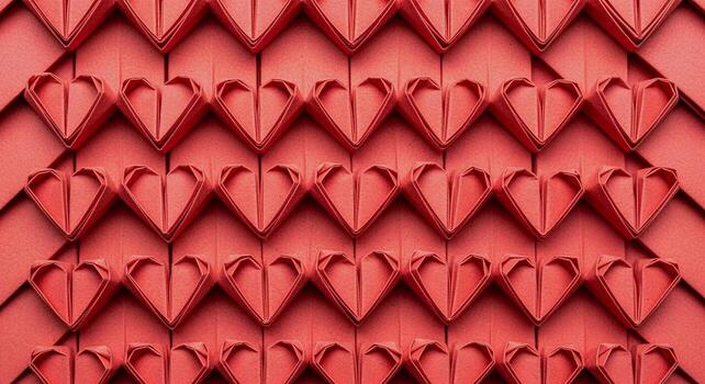 Intricate Red Origami Heart Pattern - A Valentines Day Texture. photo