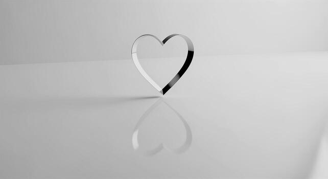 Minimalist Heart - A Symbol of Love and Reflection in Monochrome. photo