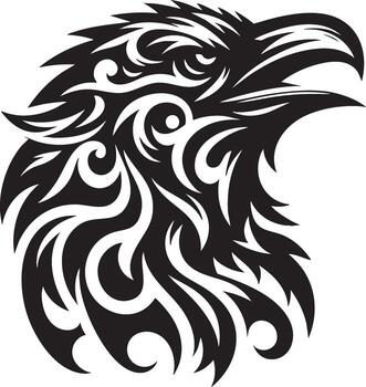tribal cuervo cabeza tatuaje diseño con agudo angular caracteristicas vector