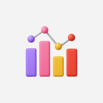 vistoso 3d bar grafico con línea gráfico demostración datos tendencias y análisis. vector