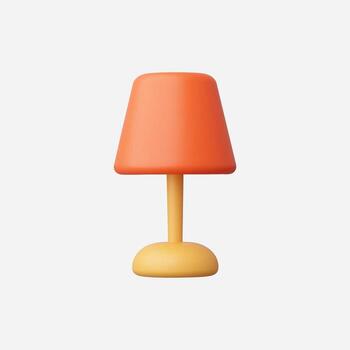 Stylish orange lamp with yellow base on a white background, 3D render. vector