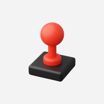 3D render of a red stamp with a black base on a white background. vector