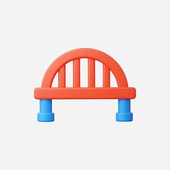 Cute 3D rendering of a red and blue toy bridge on a white background. vector
