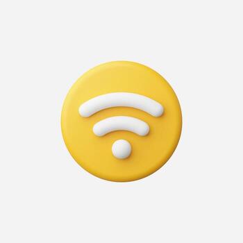 3D render of a yellow wifi icon on a white background vector