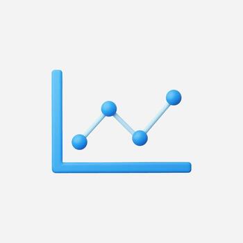 Simple 3D line graph showing upward trend, isolated on white background. vector