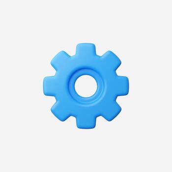 3D rendering of a blue gear on a white background. Simple and clean. vector