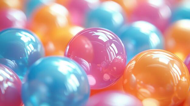 Close-up of colorful, glossy spheres photo