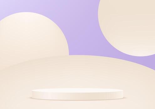 Purple and beige background 3d with beige podium Space for selling products on the website. Abstract wallpaper design with copy space to display your products. illustration. vector