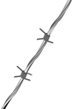 Barbed wire diagonal protecting property creating boundary on white background vector