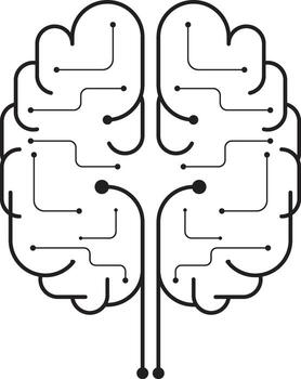 circuito modelo humano cerebro diseño. humano cerebro forma tecnología diseño con circuito. contorno cerebro diseño. vector