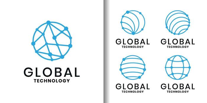 global tecnología logo conjunto con resumen globo red diseño vector