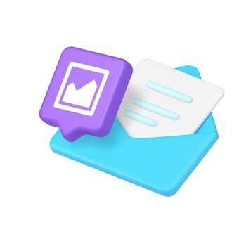 Email icon with image attachment vector