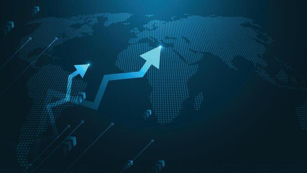 World map with growth arrows vector