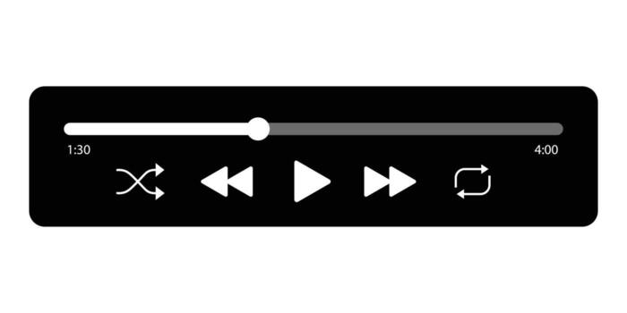 Play button icon in flat design. Music player illustration on isolated background. vector