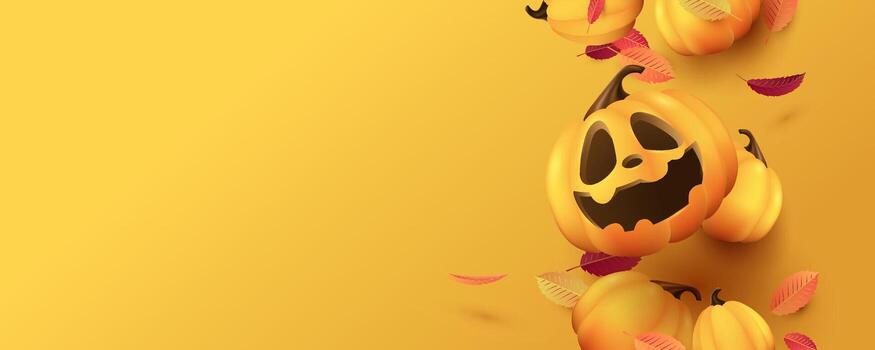 Halloween pumpkins with smiling faces vector