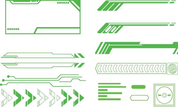 Green abstract interface elements display modern futuristic technology on a crisp white background vector