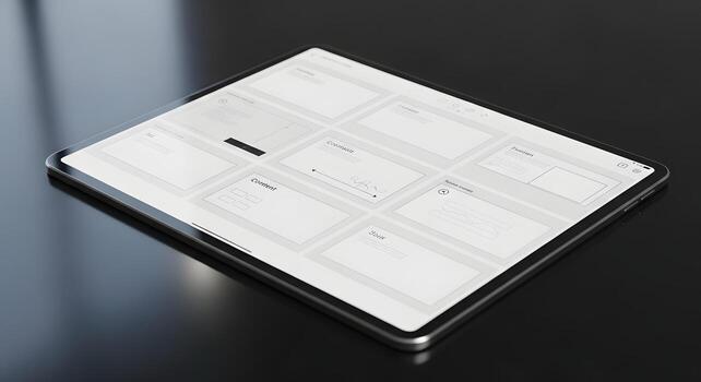 Modern Tablet Displaying User Interface Design on Dark Background photo