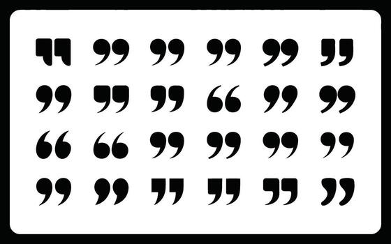 Collection of black and white stylized quotation marks in various forms isolated on a contrasting background suitable for design elements vector