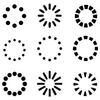 Set of loading spinner icons isolated on white background vector