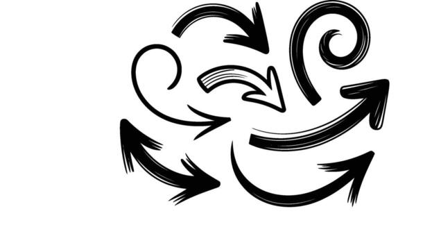 Black and white hand drawn arrow collection perfect for graphic design elements, pointing directions, highlighting content, or adding style to creative projects. vector