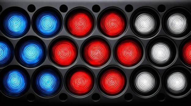 Colorful led panel with circular lights creating concentric patterns photo