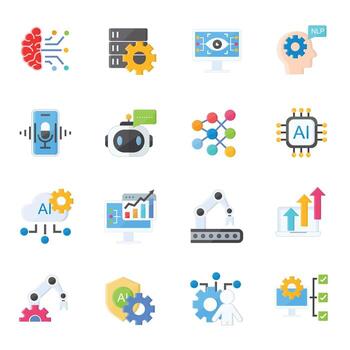 AI and technology icons collection vector
