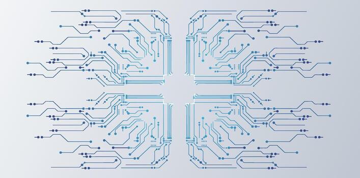 Intricate circuit patterns create a visually striking display of connections, highlighting advanced technology and design elements in a modern digital environment. vector