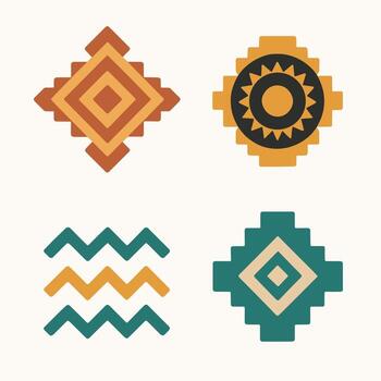 Decorative Bohemian Pattern Elements With Wave and Diamond Geometric Shapes vector